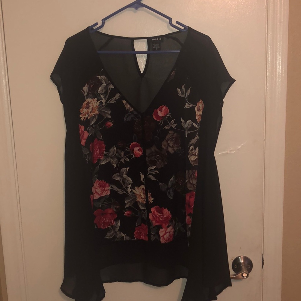 Black floral tunic